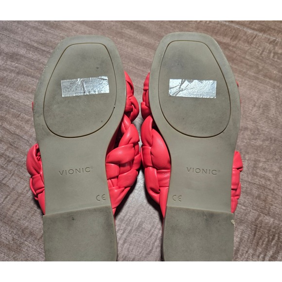 Vionic Kalina Braided Slide Sandals Poppy Red Orthotic Comfort Flat Womens 8 - Picture 6 of 7